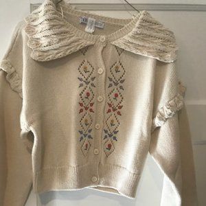 Zara cream/embroidered cardigan